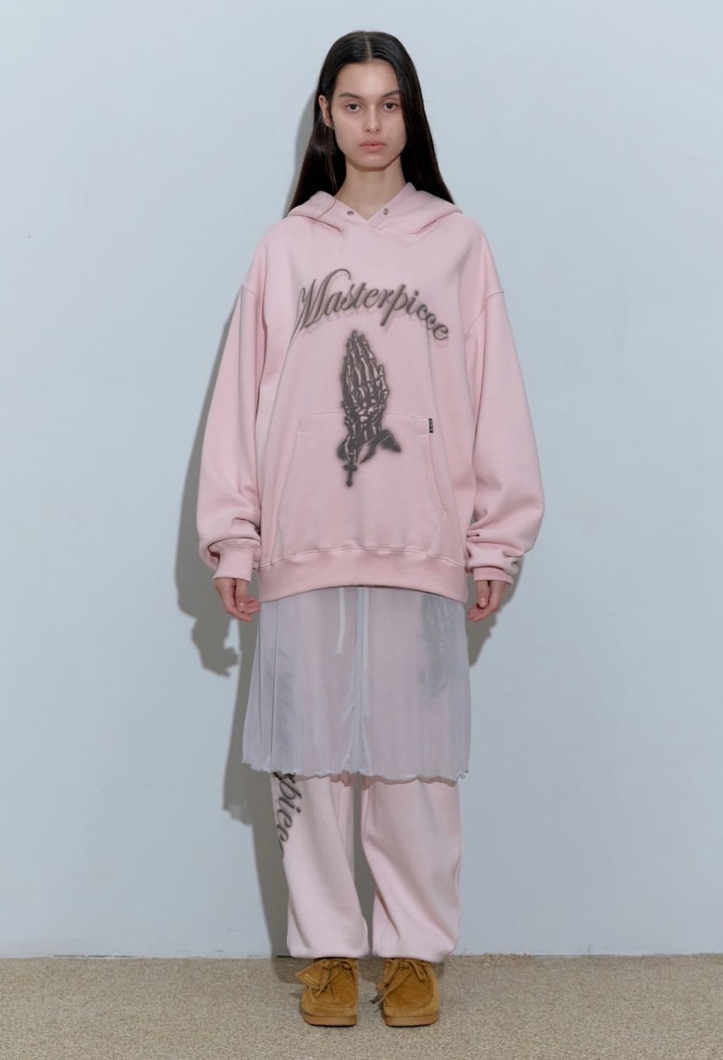 스컬프터 프레잉 후디+팬츠 셋업 세트 / 페일 핑크 상품이미지3