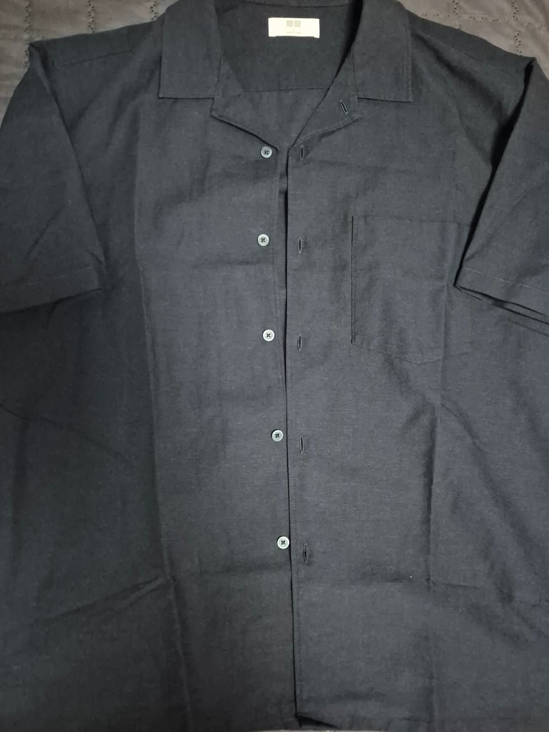 UNIQLO 린넨블렌드 반팔 셔츠 네이비 L 새상품 상품이미지2