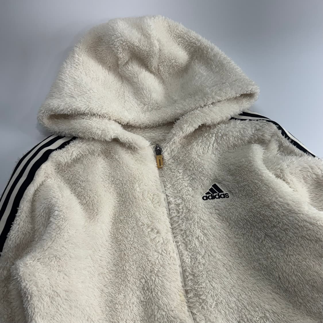 Adidas 아디다스 삼각로고 아이보리 후리스 집업 상품이미지4