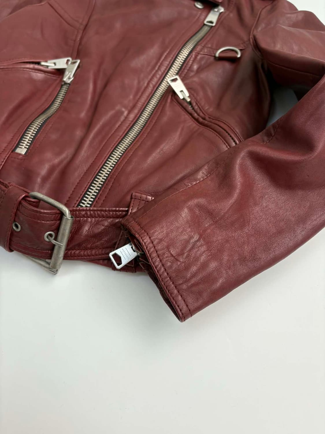 올세인츠 발펀 양가죽 우먼 라이더 자켓 버건디 상품이미지8