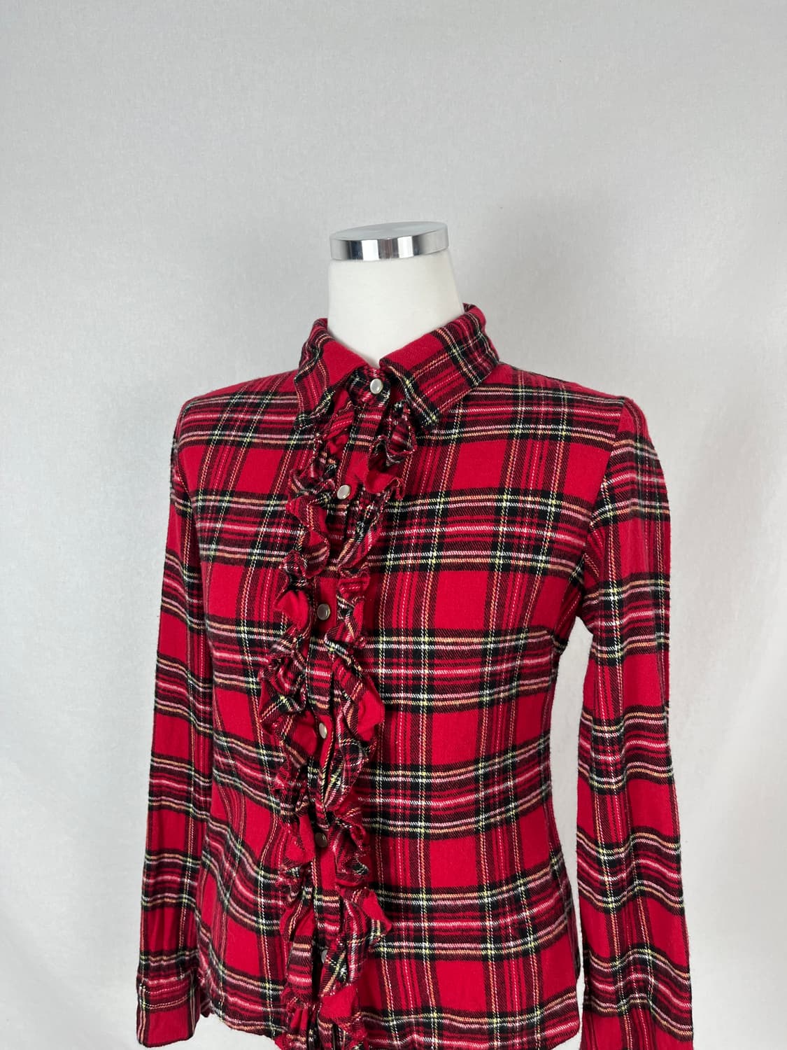 Vintage 체크 패턴 셔링 셔츠  상품이미지2