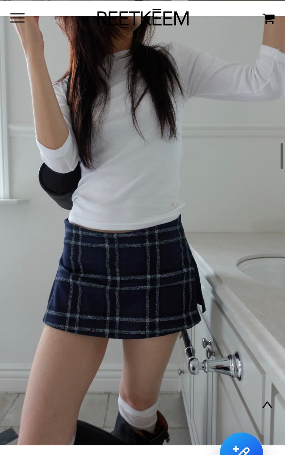 릿킴 빈티지 스커트 - NAVY 상품이미지5