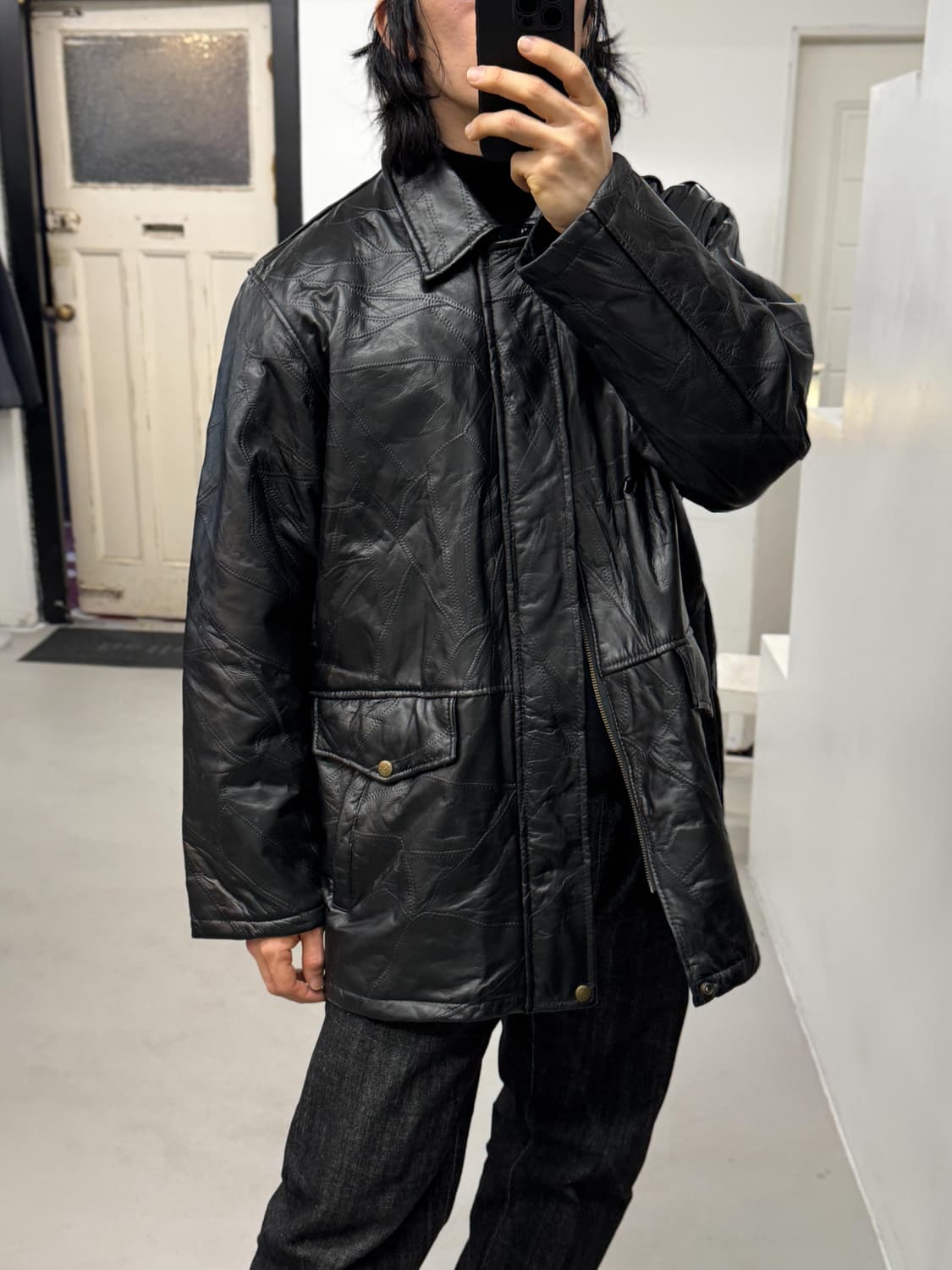 패치워크 레더 자켓 상품이미지6