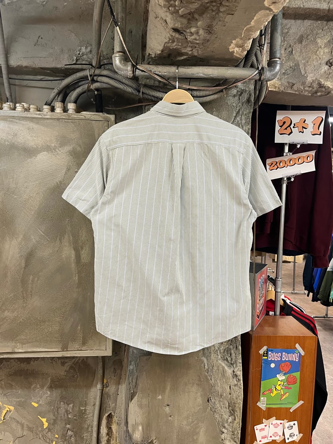 에디바우어 스트라이프 포켓 반팔 셔츠 스카이블루 M #csz3547 상품이미지2