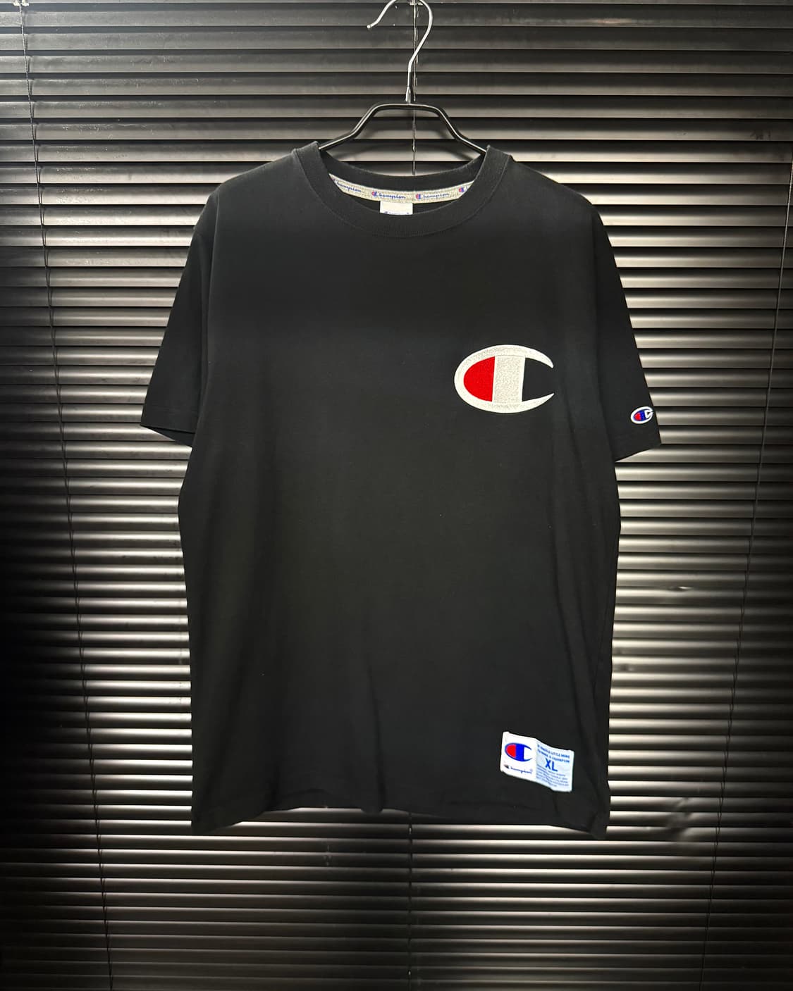 챔피온 빅로고 자수 와펜 블랙 반팔 티셔츠 XL 105 올드스쿨 y2k  상품이미지1