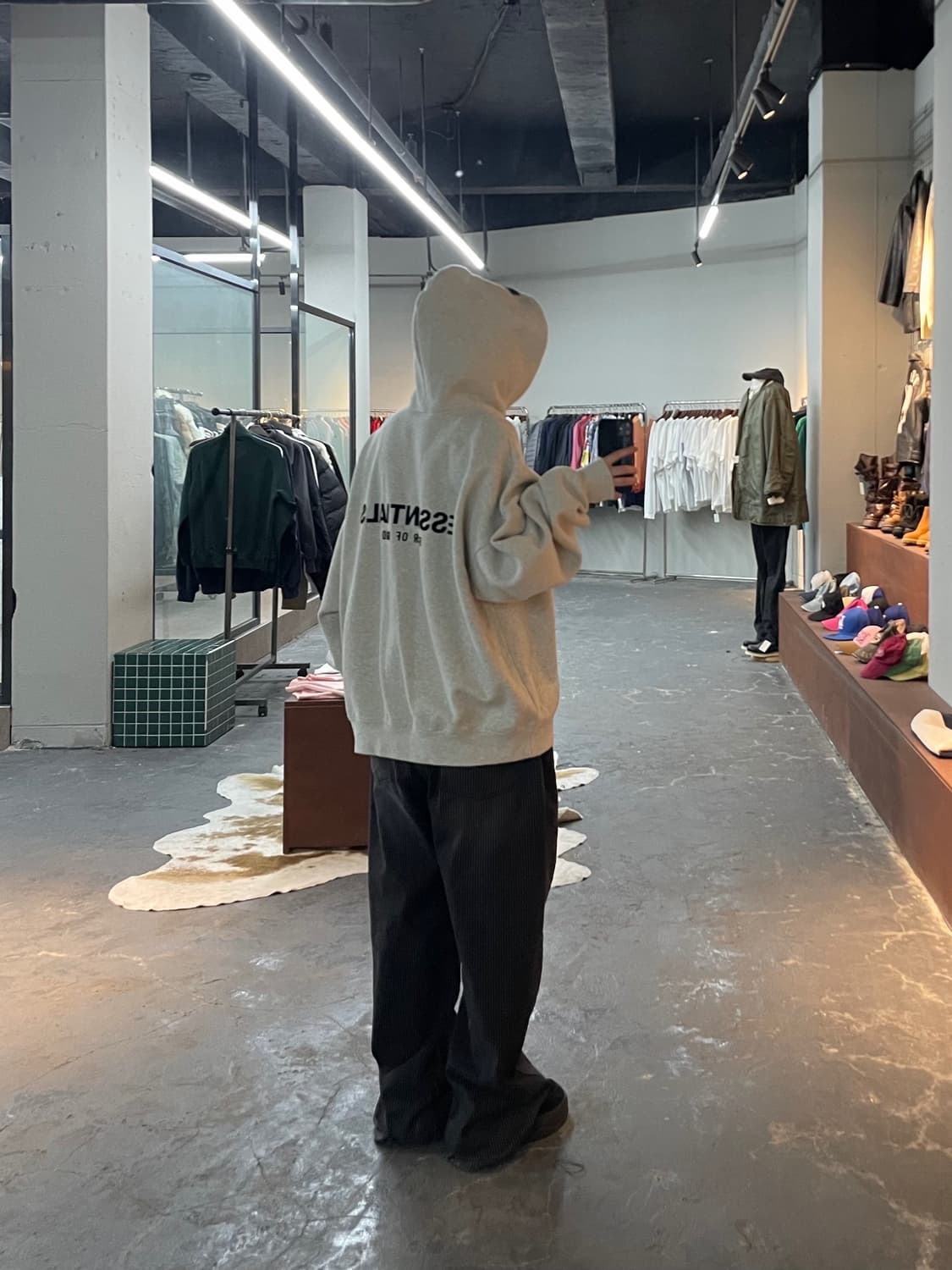 에센셜 백로고 기모 후드티 H1827 상품이미지1