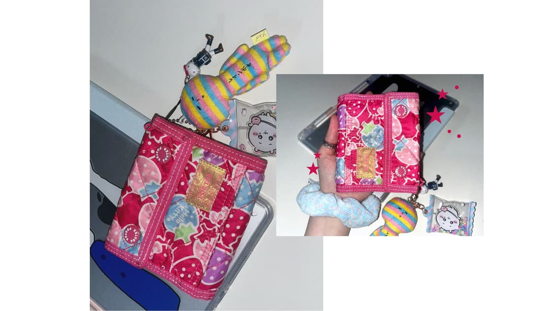 Porter 포터 x 헬로키티 콜라보 핑크 퀼팅 지갑 상품이미지1