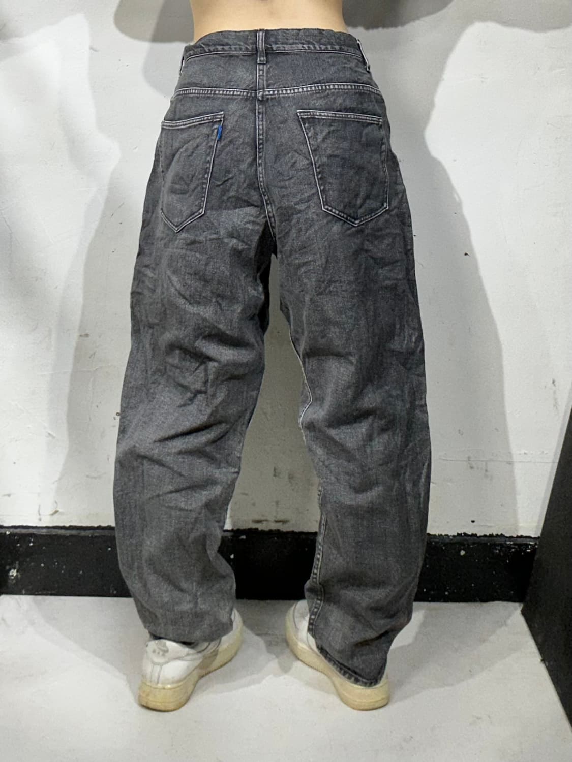 빔즈 흑청 와이드 조거 데님 팬츠 청바지 L 상품이미지3