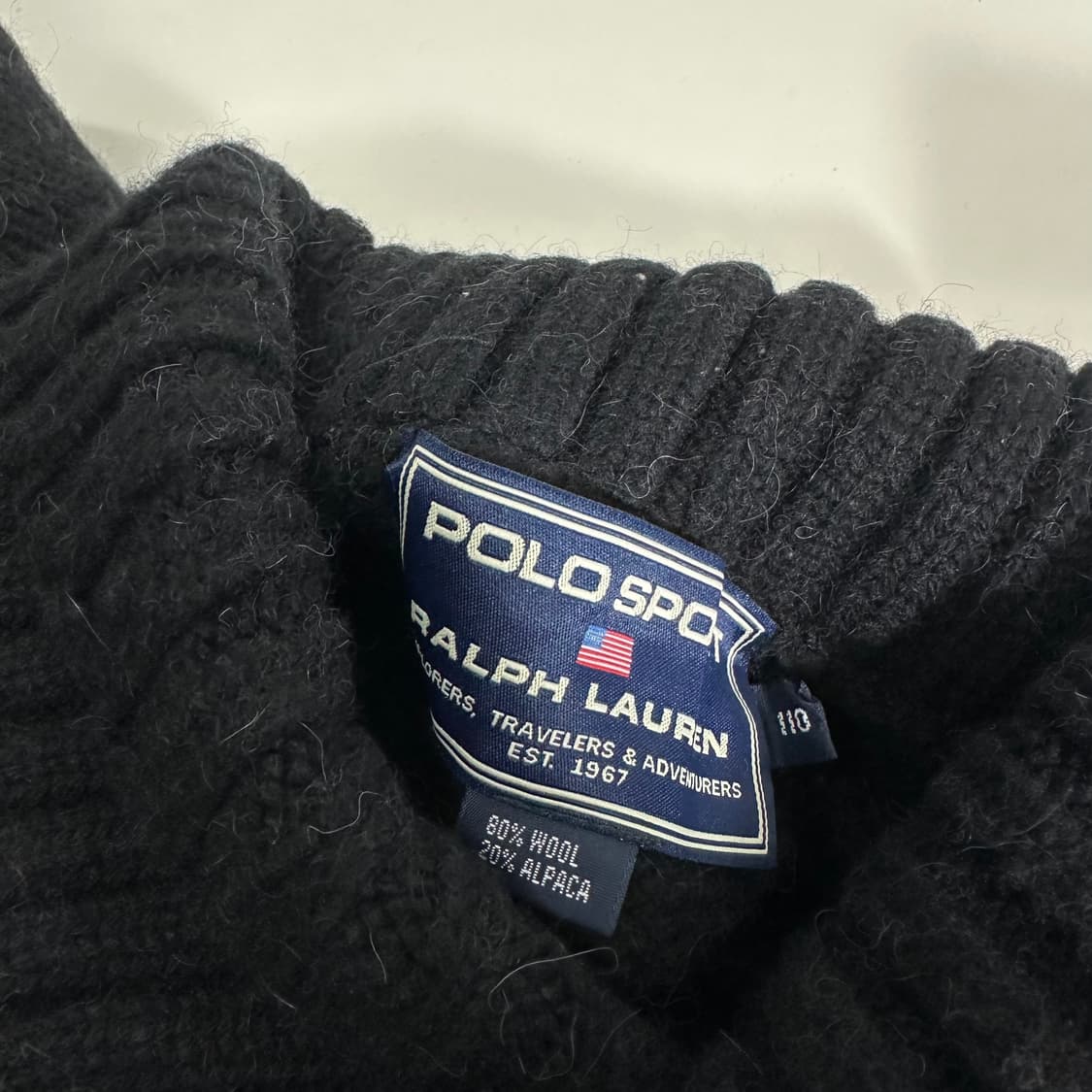 105-110 폴로 랄프로렌 스포츠 블랙 알파카혼방 숄카라 니트 상품이미지2