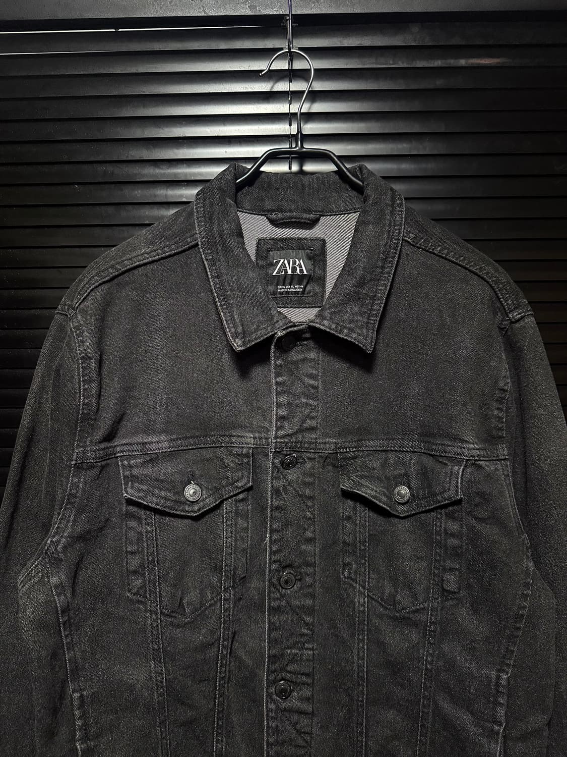 자라 흑청 블랙 워싱 데님 트러커 워크 자켓 XL 105 락시크 고스펑크 상품이미지2