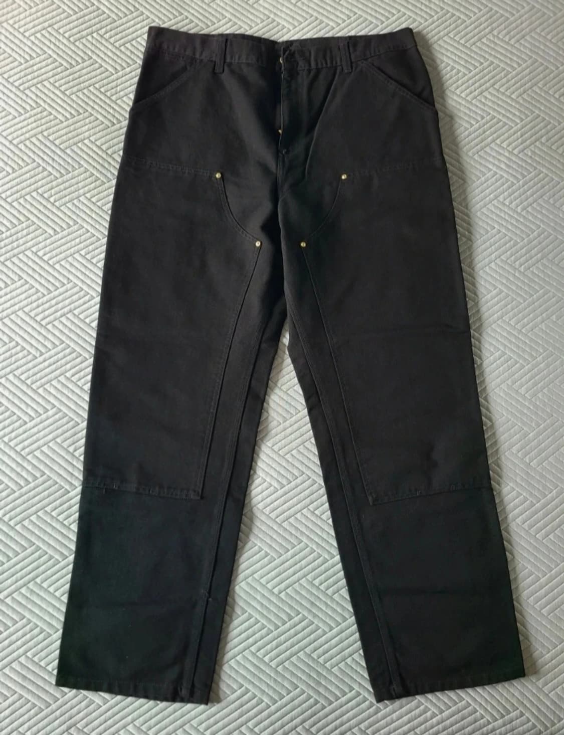 칼하트WIP 더블 니 팬츠 디어본 블랙 린스드 W36 L32 상품이미지1