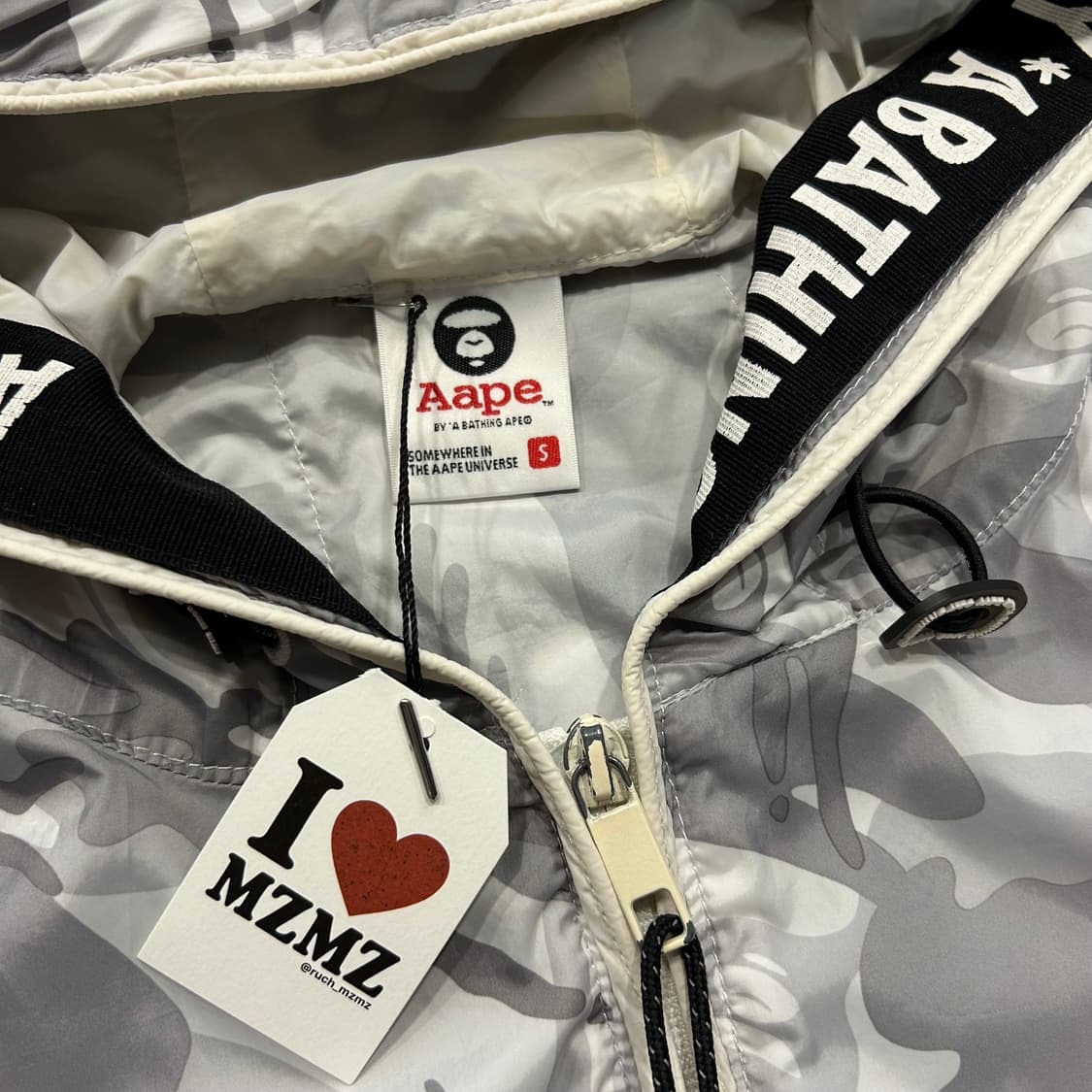 [S] 에이프 Aape 카모 후드 바람막이 그레이 A281 상품이미지4
