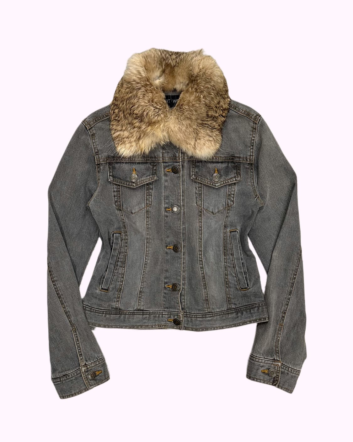 fur collar grey denim jacket 상품이미지1