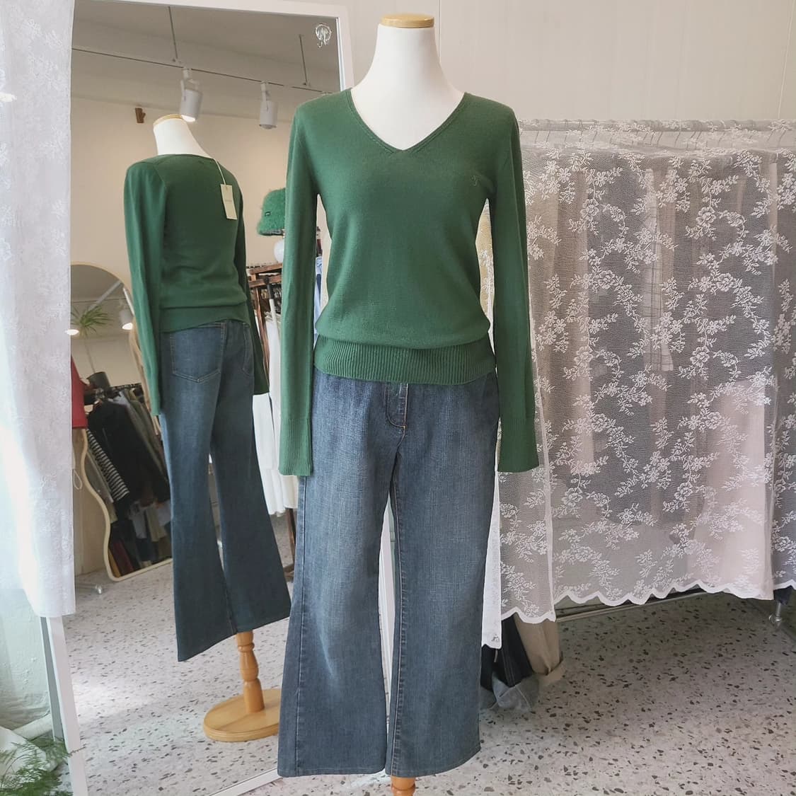 Nombre impair 딥그린 브이넥 니트 상품이미지9