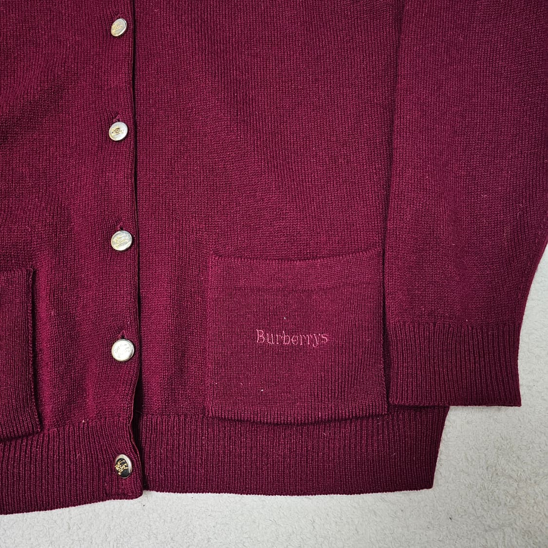 40 버버리 빈티지 램스울 금장 가디건 상품이미지4