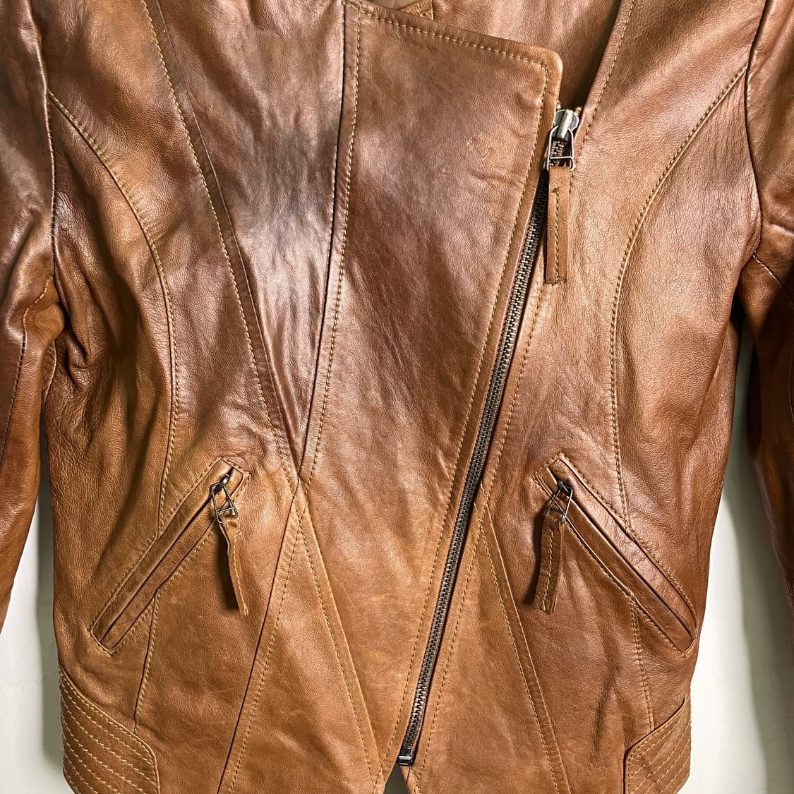 VTG 빈티지 브라운 양가죽 라이더 자켓 상품이미지9