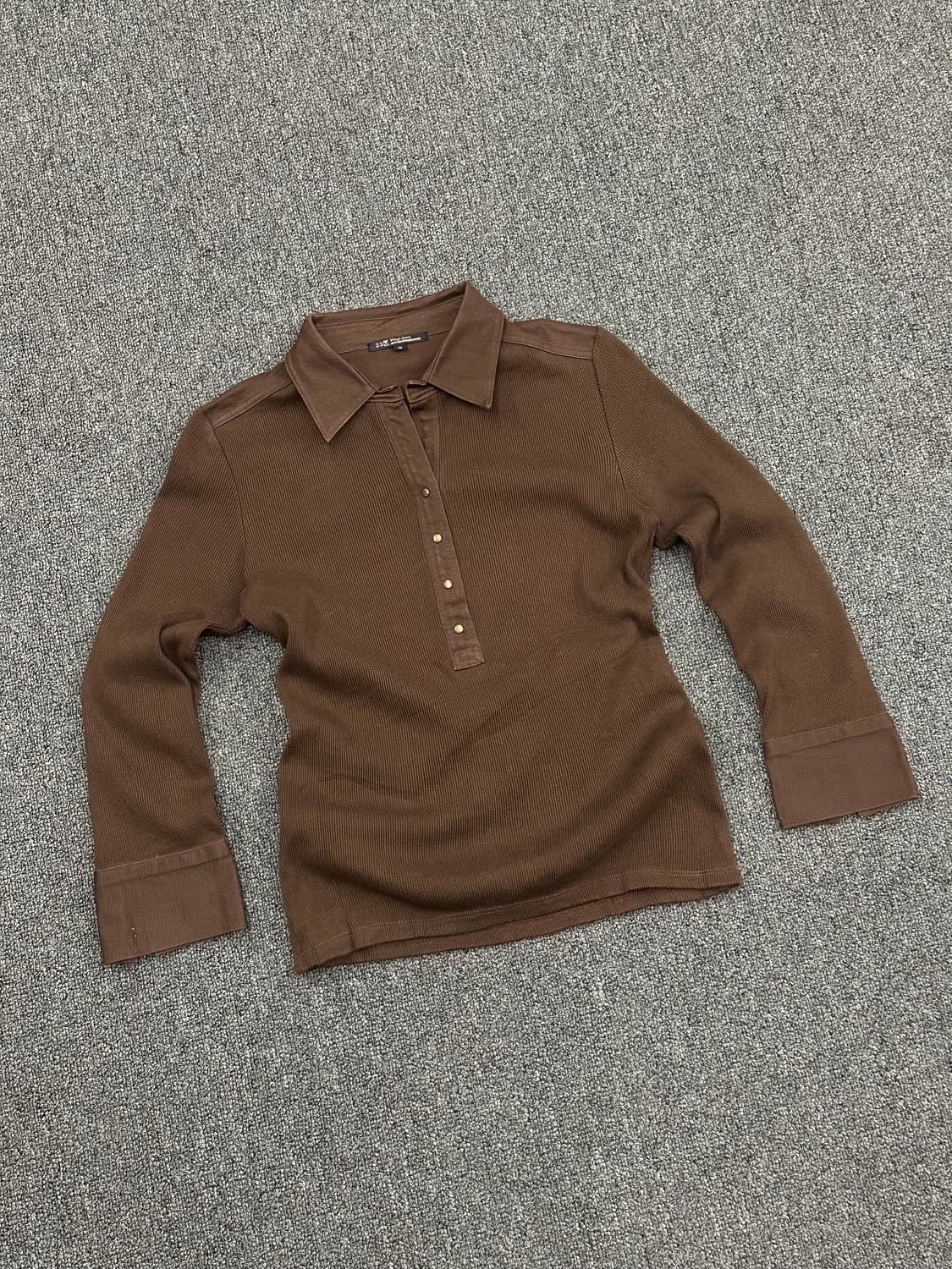38)Japanese vintage 여성 브라운 카라 니트 셔츠 상품이미지1