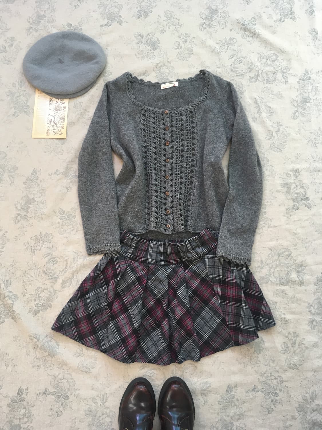 사만사모스투 모리 챠콜 크로셰 가디건 상품이미지5