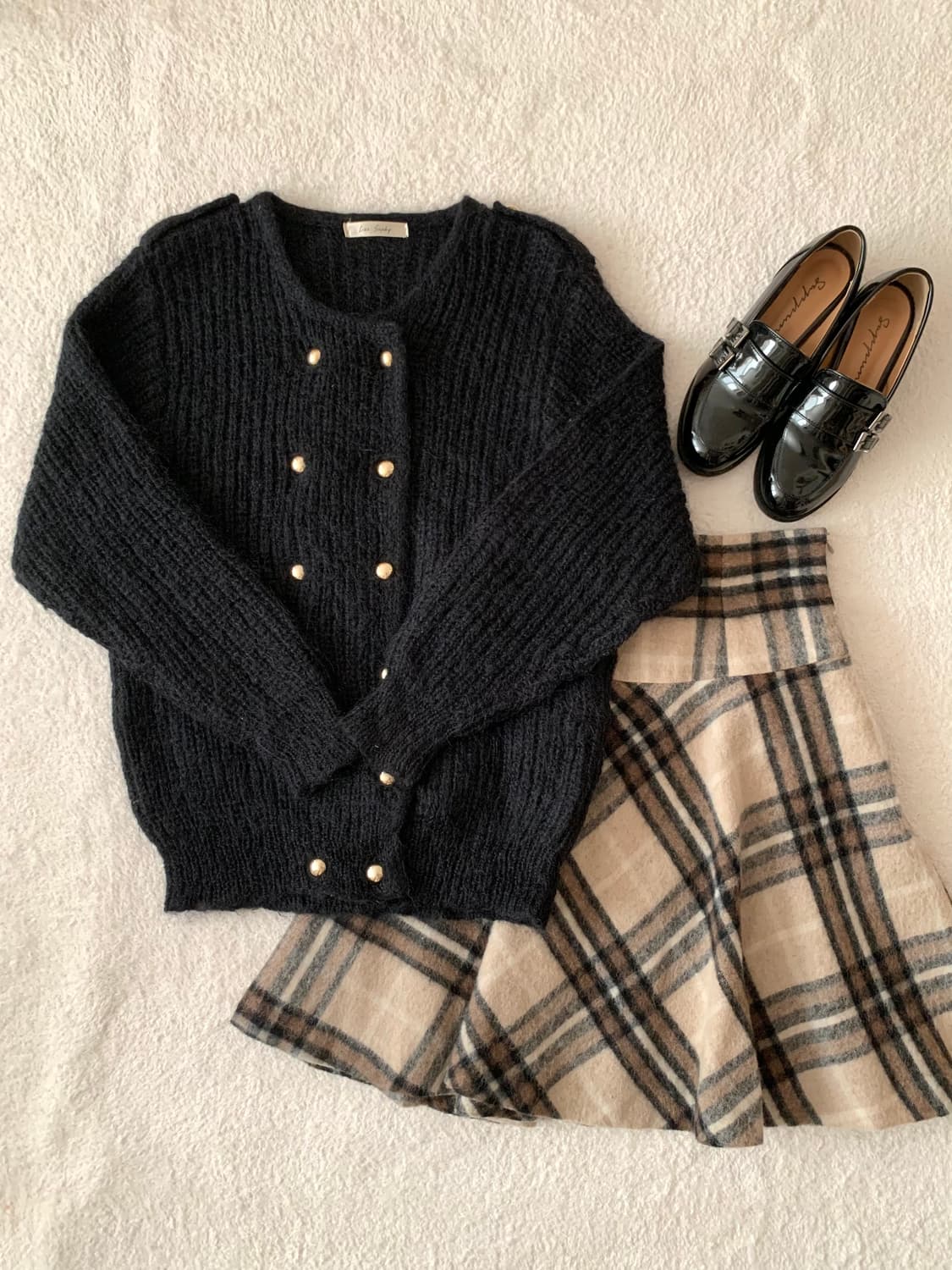 금장 단추 울 가디건 상품이미지1