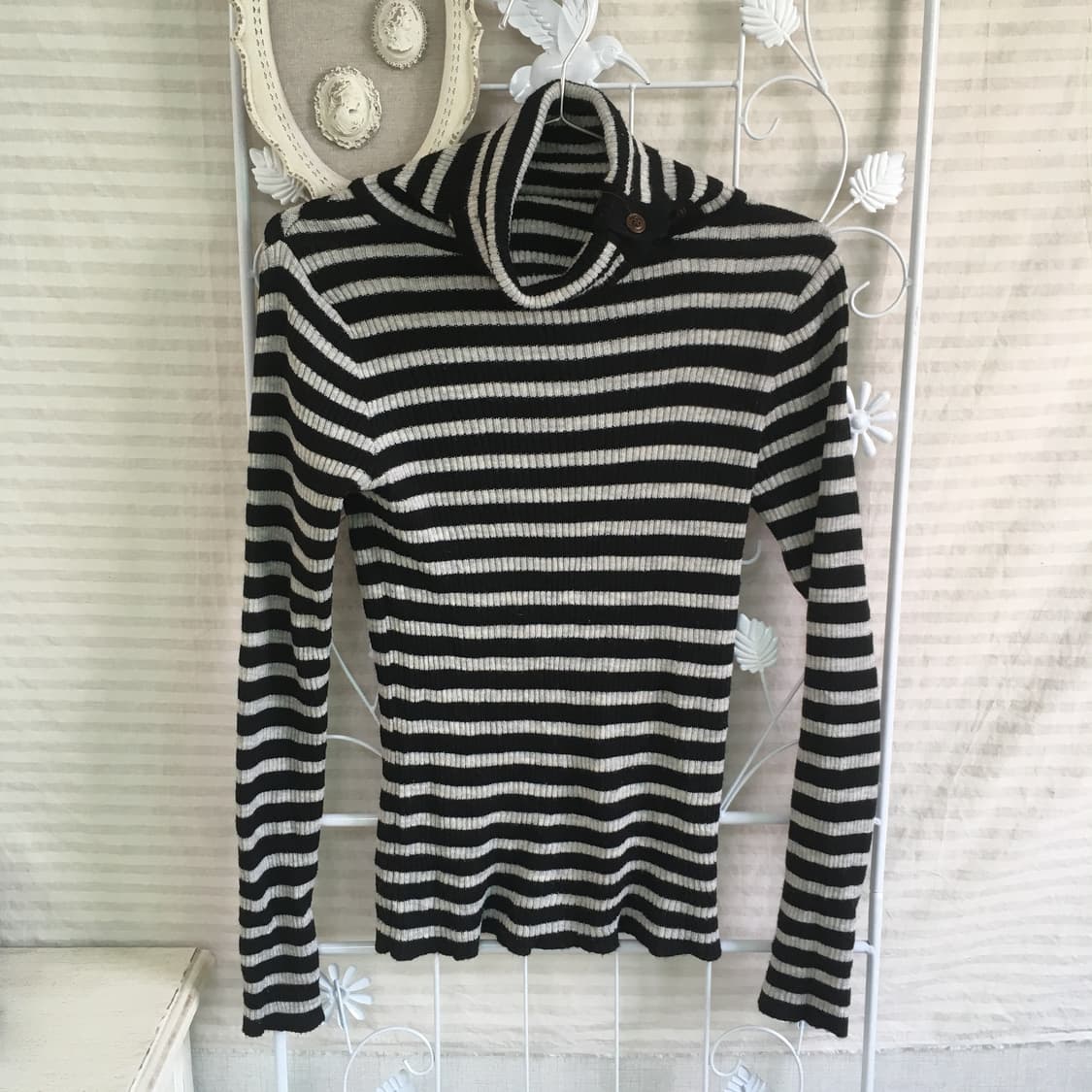 jpn vintage black stripe button pullover 상품이미지1