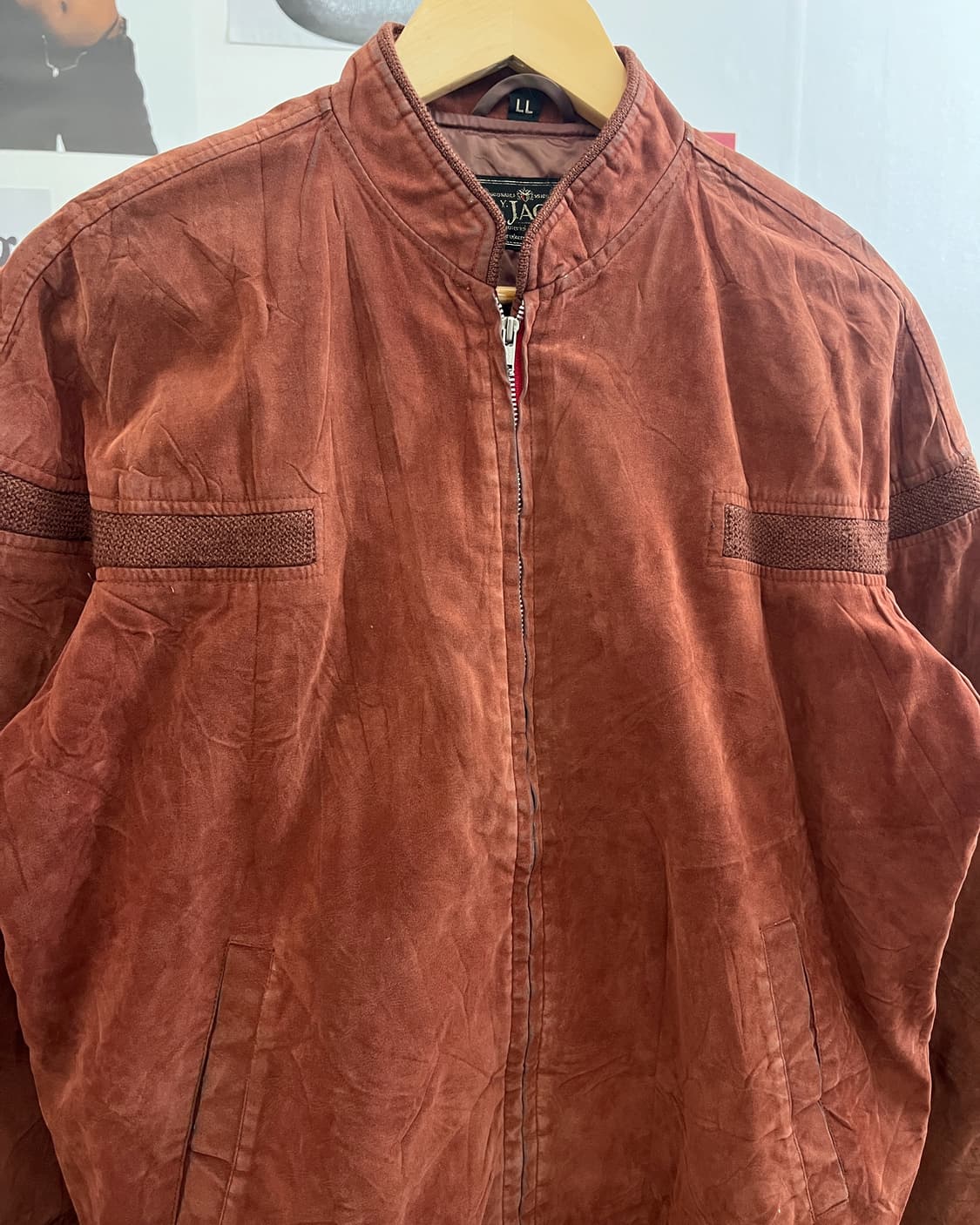 올드 빈티지 버건디 스웨이드 블루종 자켓 상품이미지6