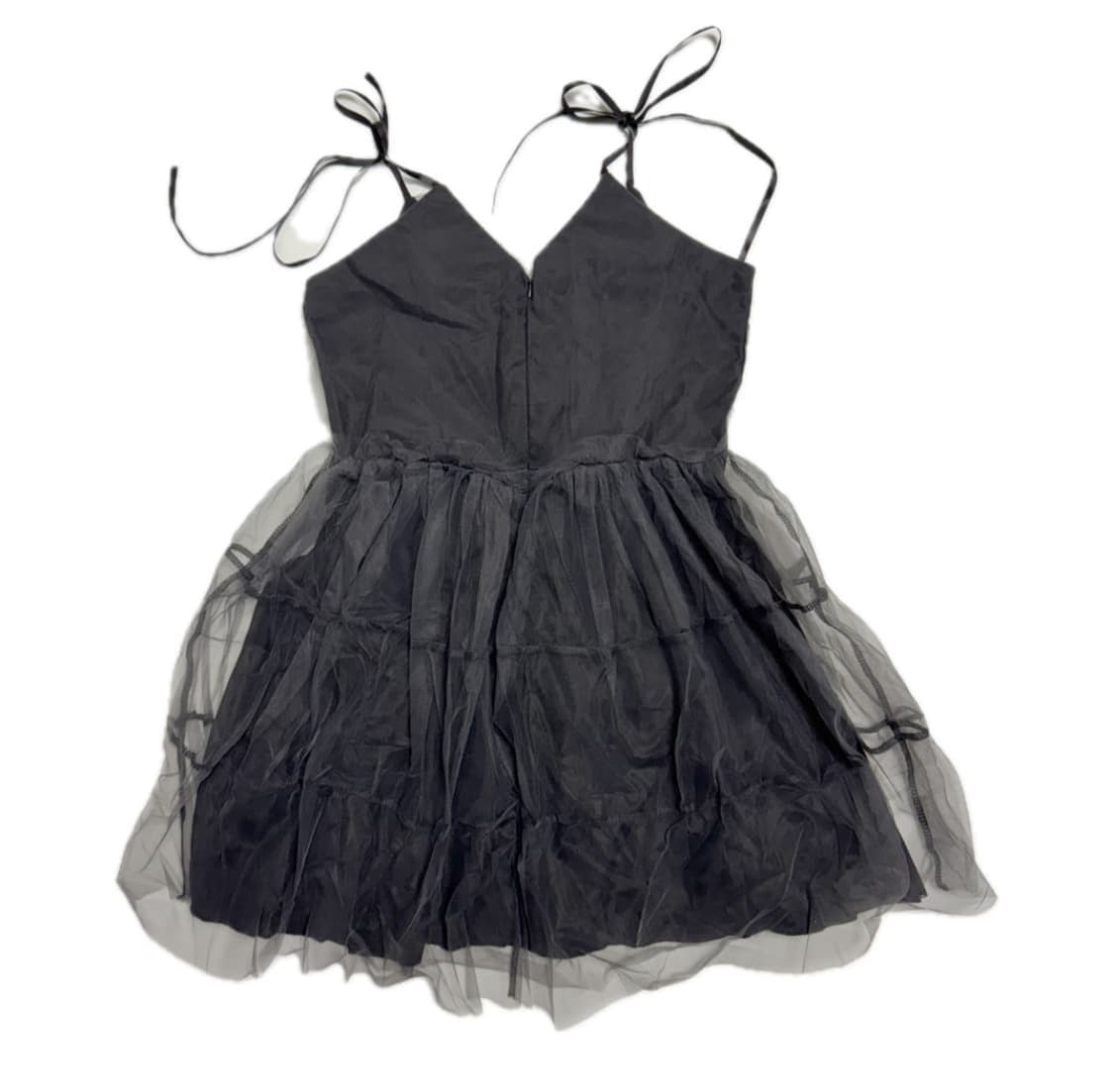 쉬폰 캉캉 레이어드 원피스 일본빈티지 페어리 차콜 상품이미지2