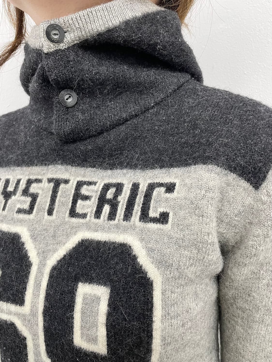 90s 히스테릭글래머 울 로고 버튼 니트 상품이미지6