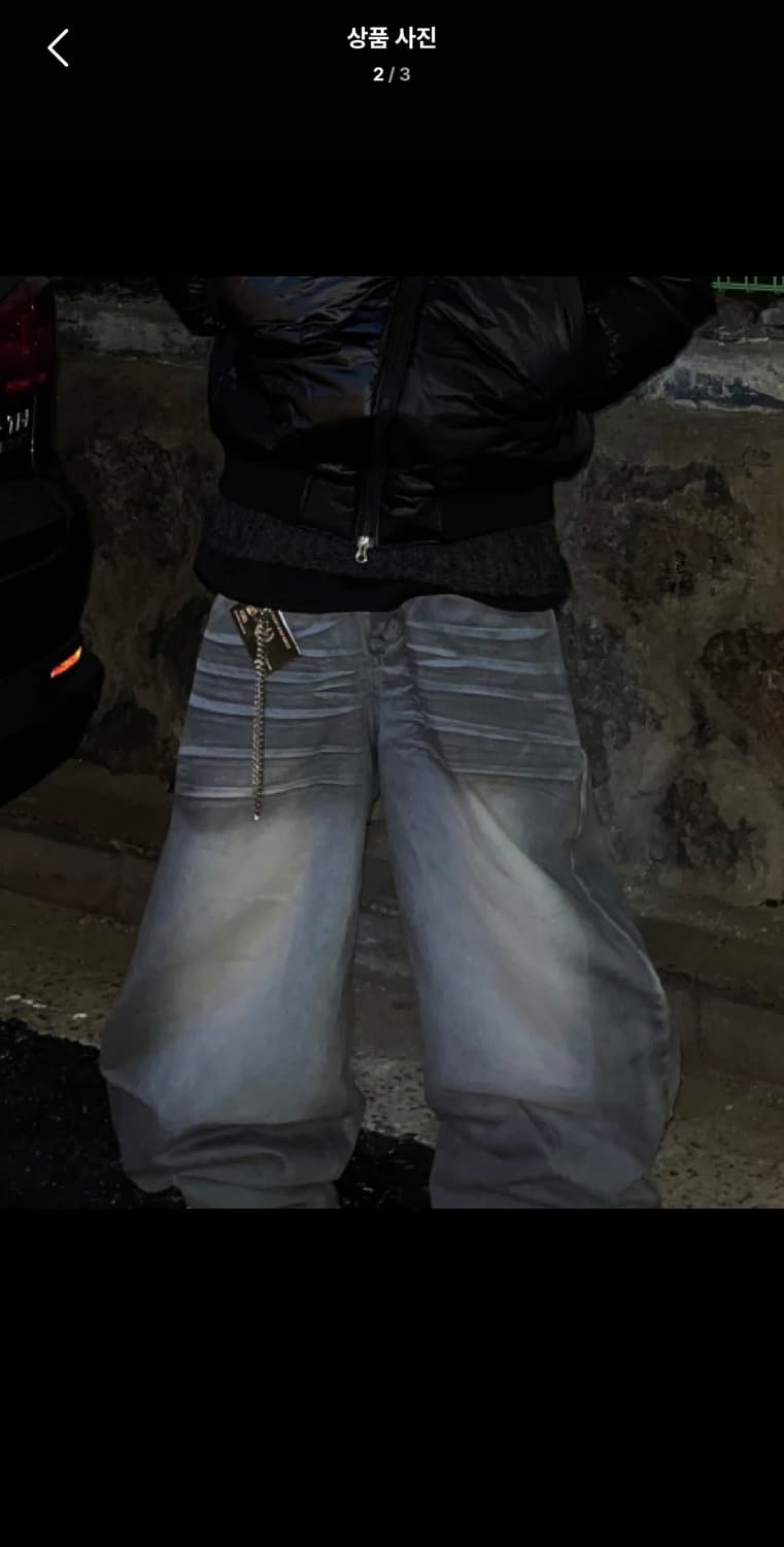 L (30~32) / 캣 워싱 캣 브러쉬 와이드 데님팬츠 상품이미지2