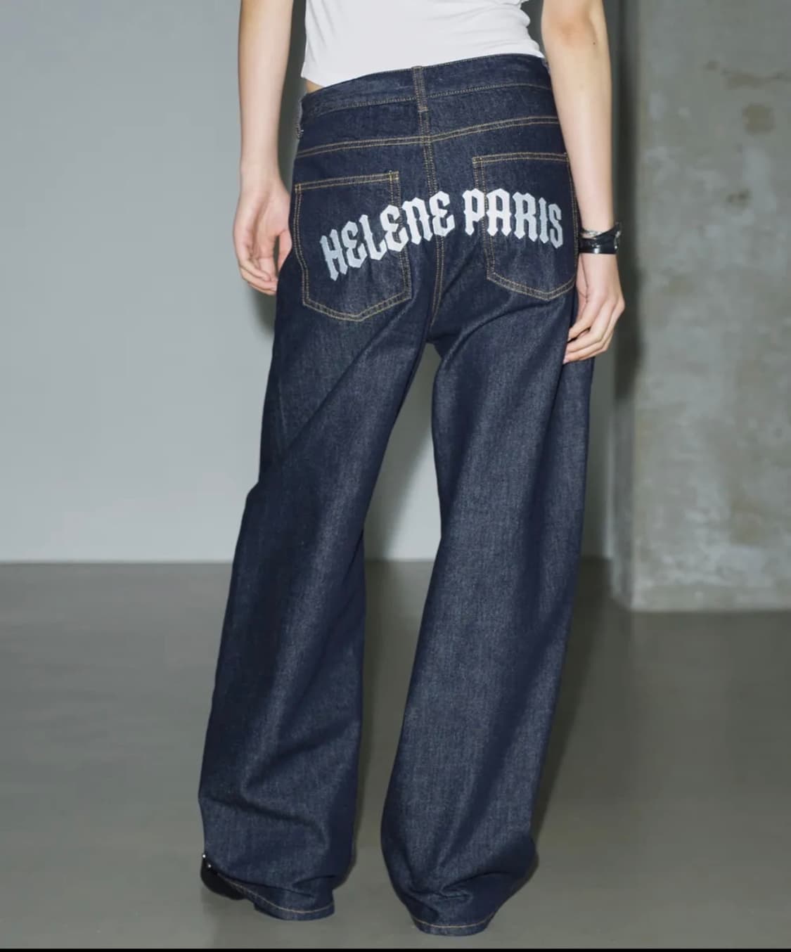 헬레네파리스 로고 니들 포인트 와이드 데님 팬츠 상품이미지1