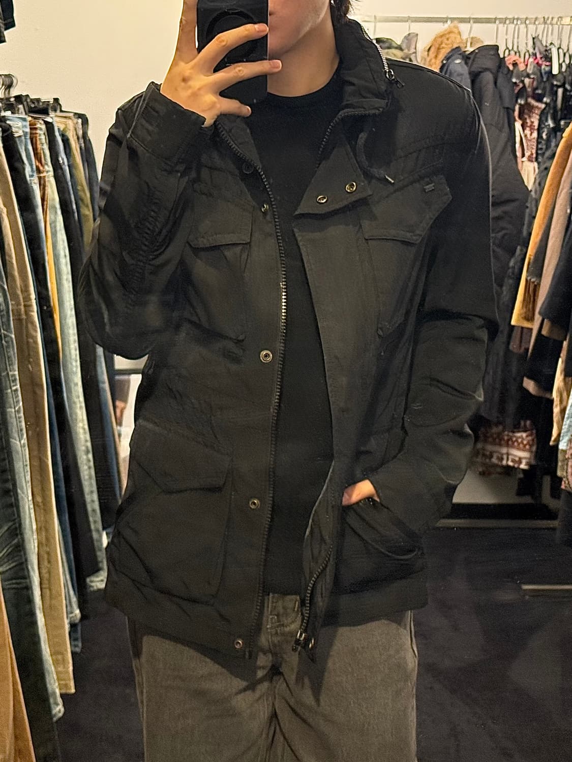 리바이스 워크 야상 자켓 블랙 사파리 포켓 고스 펑크 락 M 95 하이넥 상품이미지2