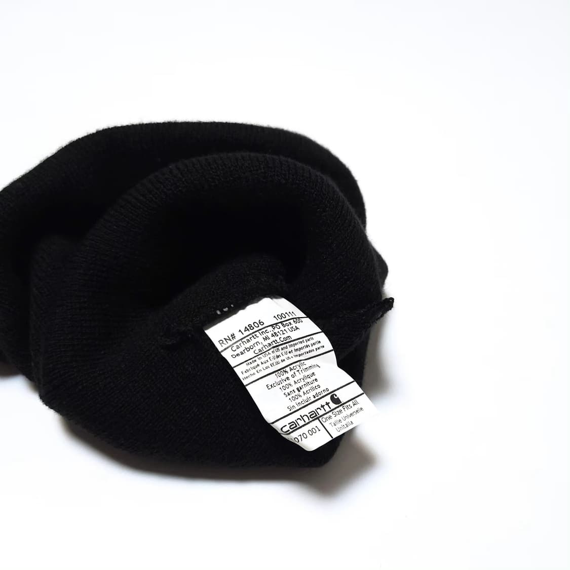 칼하트 레더 로고 니트 와치캡 비니 블랙 상품이미지3