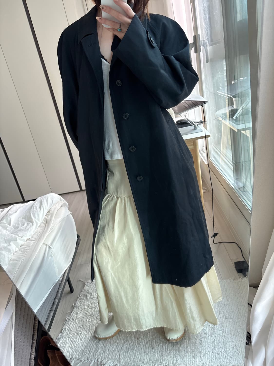Navy Daddy Fit Trench Coat 상품이미지1