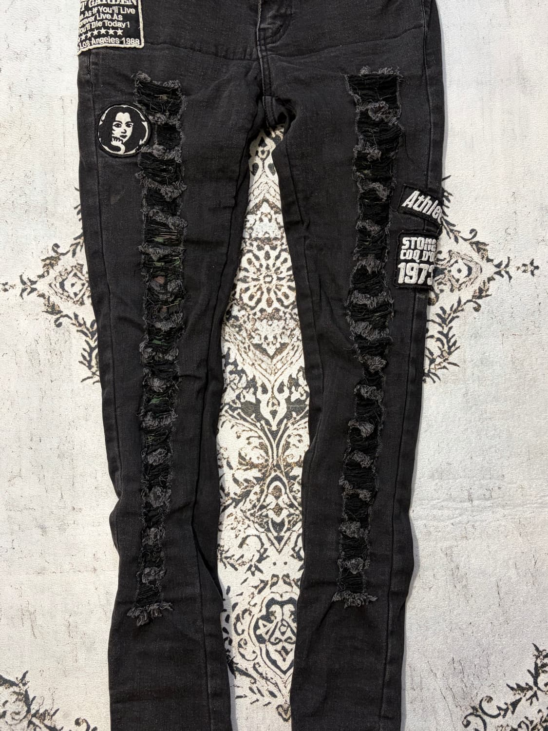 Y2K shirring damage patch jeans 상품이미지5