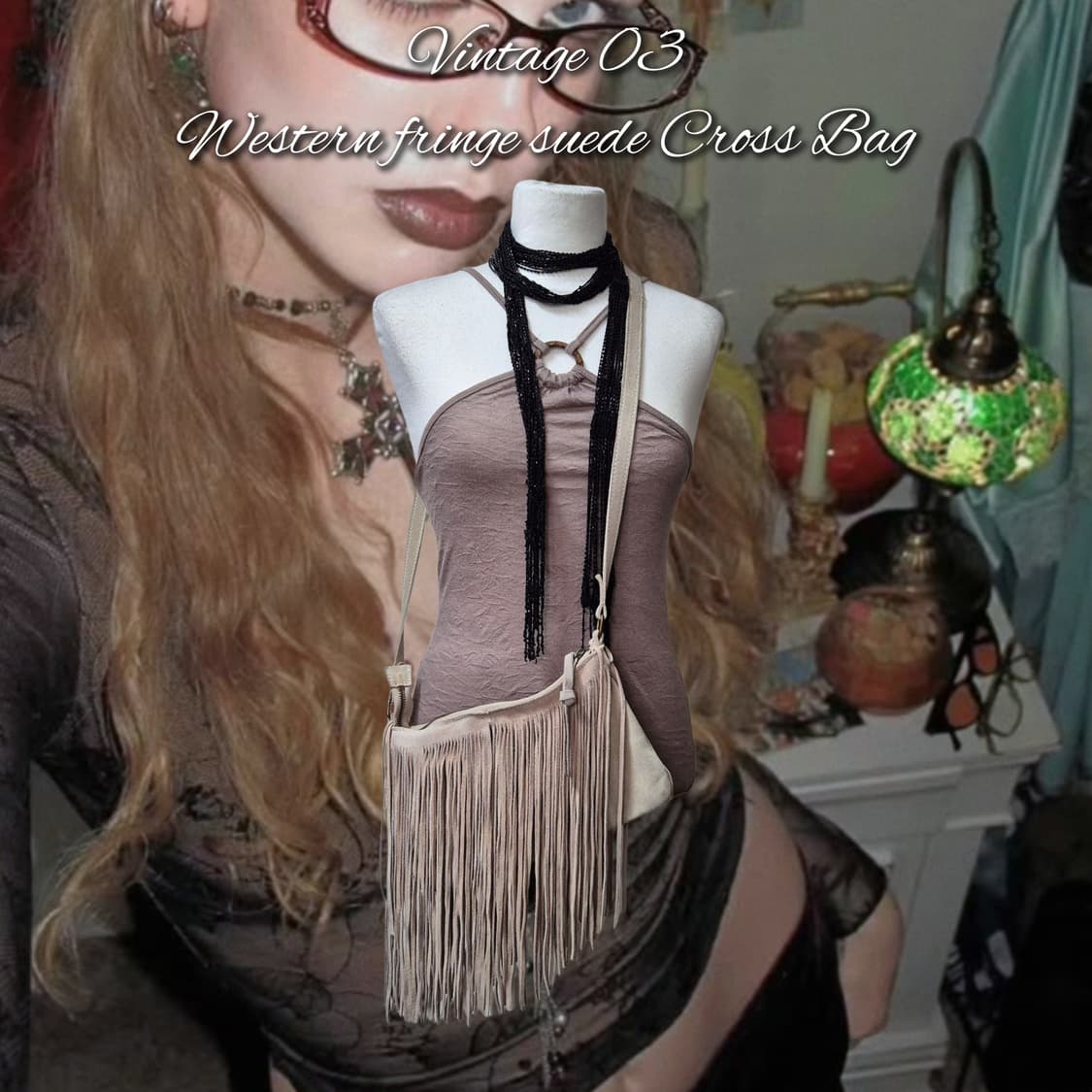 Vintage 03 Western fringe suede Cross Ba 상품이미지1
