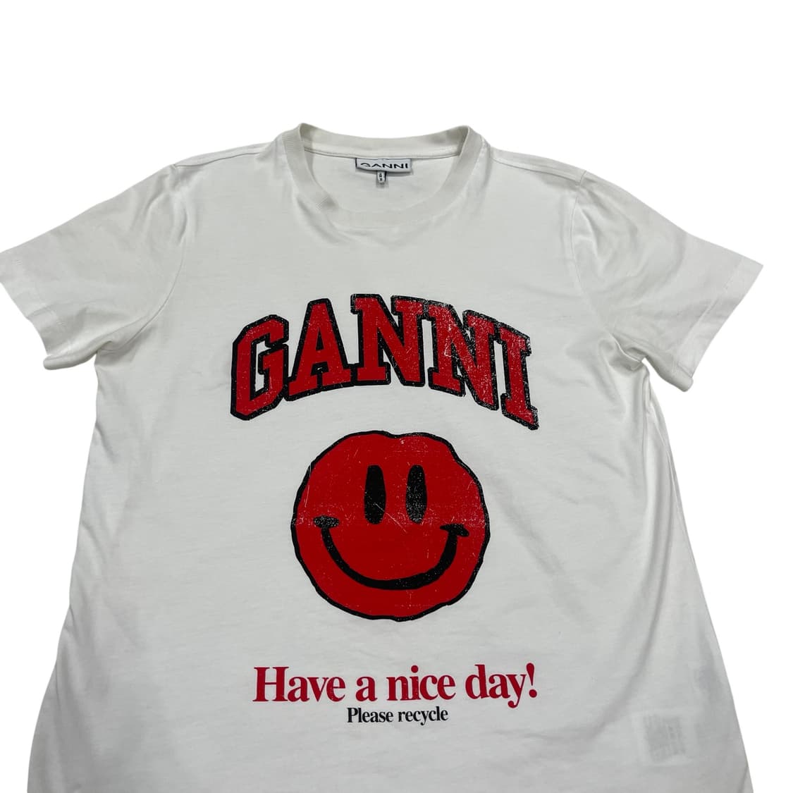 GANNI 가니 해브어 나이스데이 스마일 반팔티 화이트 2XS 상품이미지2