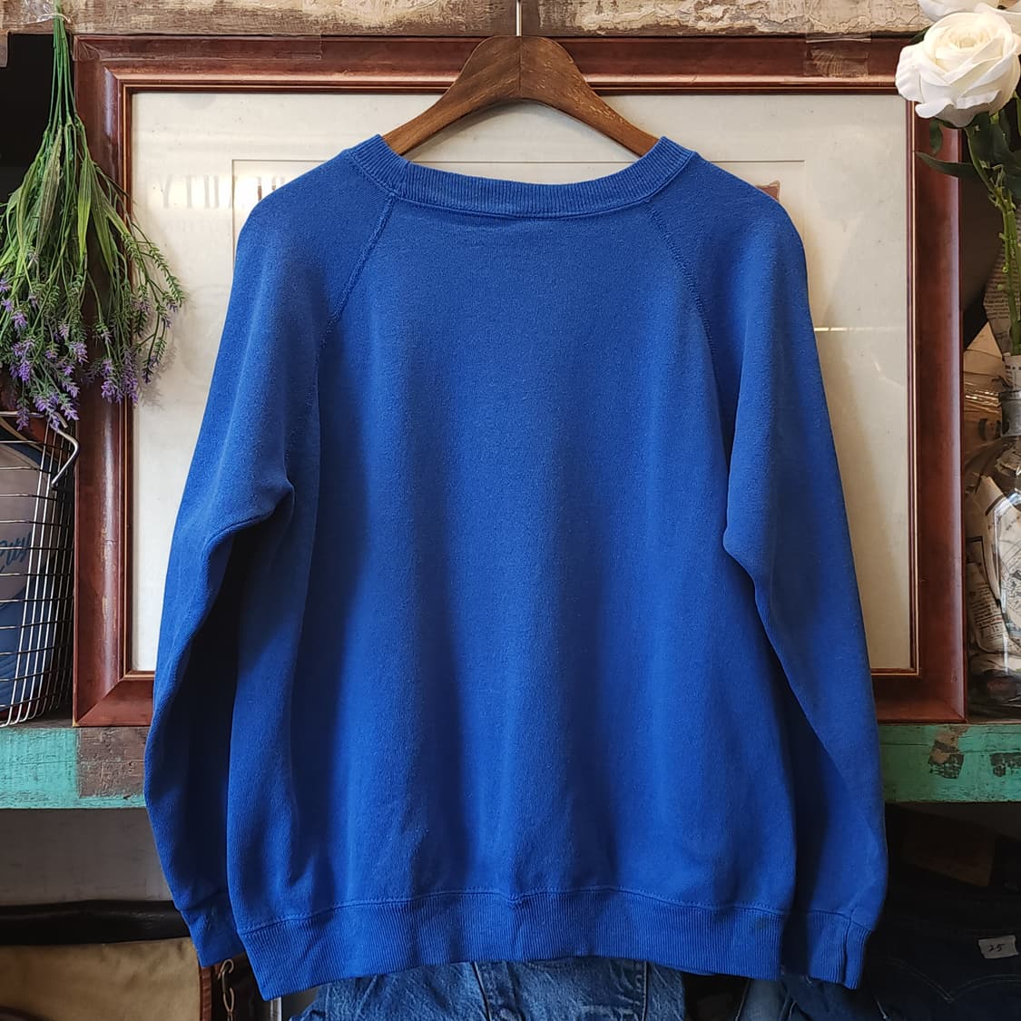 90s 헤인즈 빈티지 스웻셔츠 플레인 스웻셔츠 페인팅 블루 m 상품이미지2