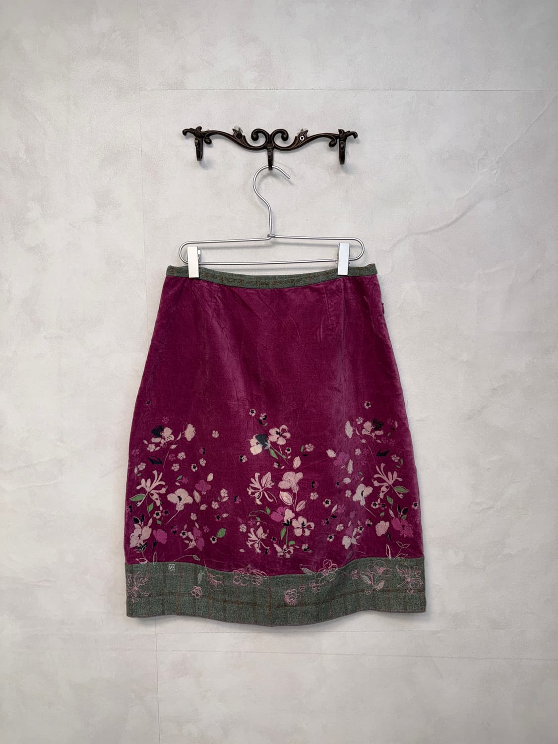 Laura Ashley violet velvet flower skirt 상품이미지3