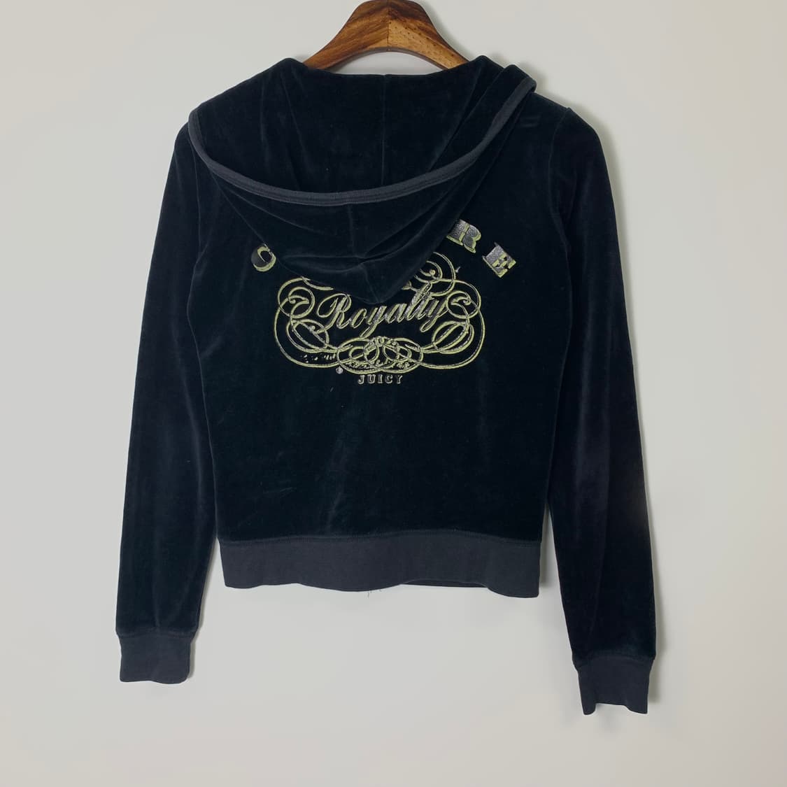 Vintage 빈티지 벨루어 블랙 후드집업 상품이미지3