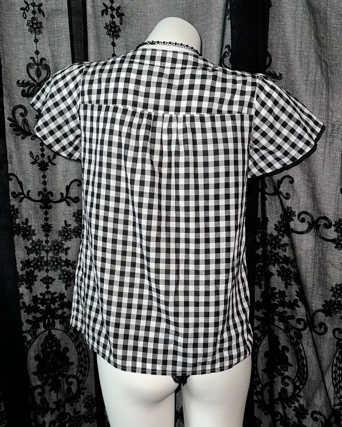 black checkered blouse 상품이미지2