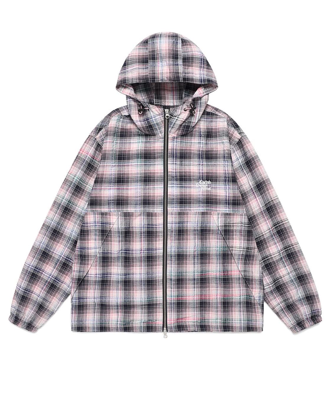 HOODED CHECK WIND BREAKER PINK 상품이미지1