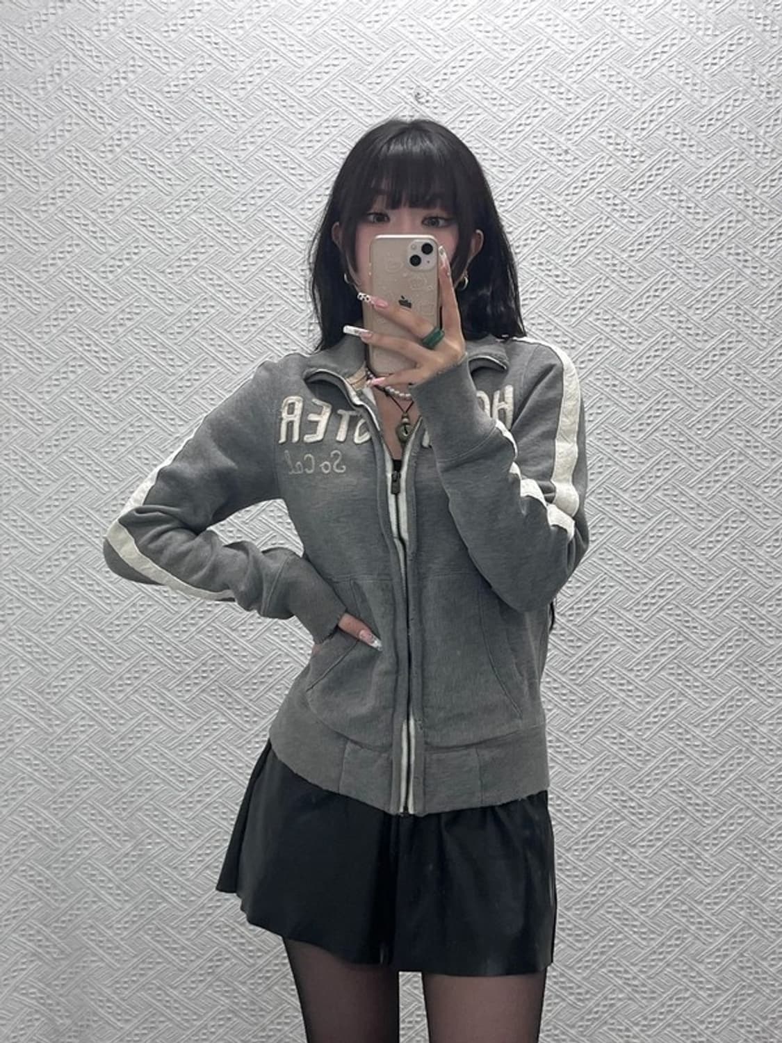 홀리스터 Y2K 빈티지 디스트로이드 데미지 집업 XS C11418 상품이미지1