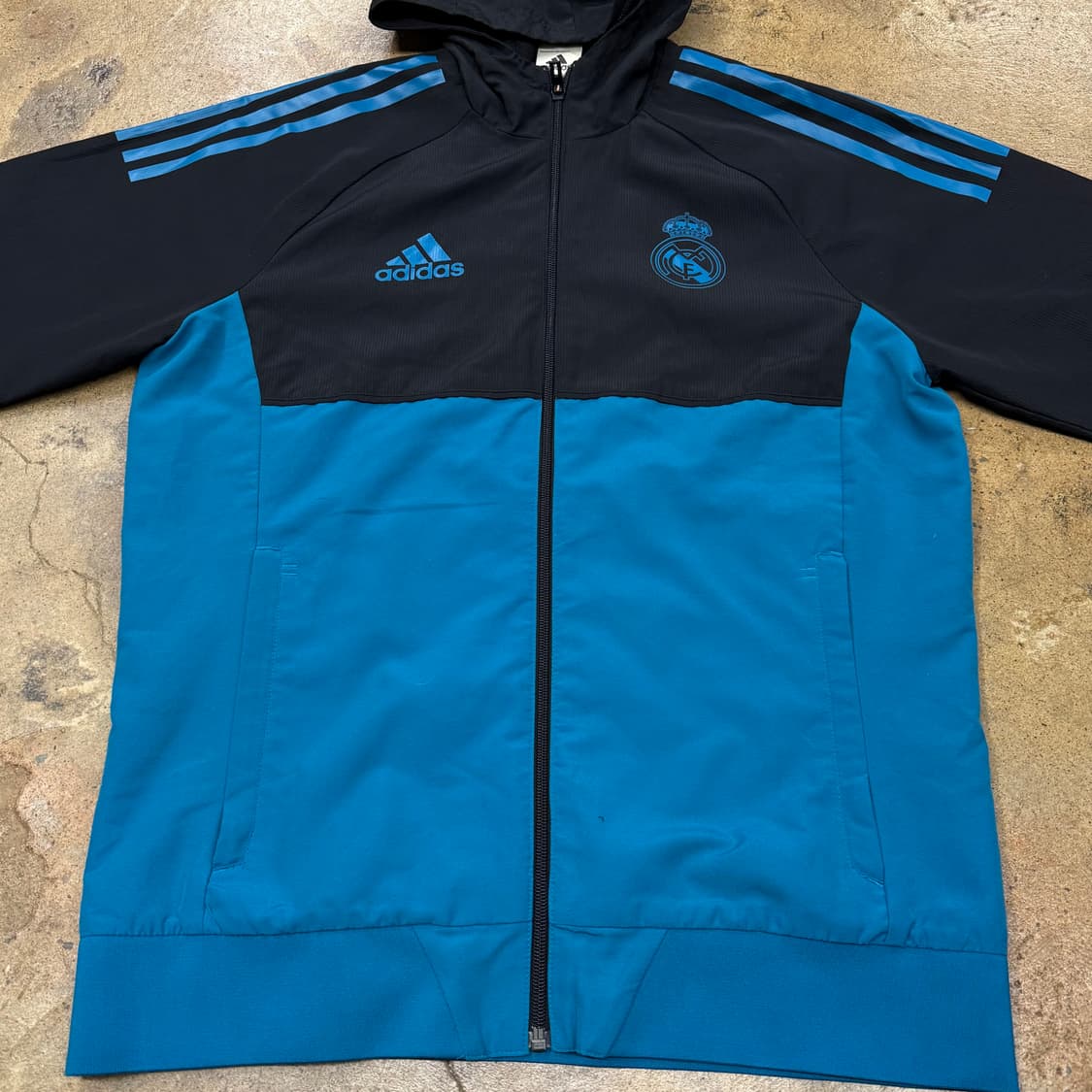 [정품/M] 아디다스 레알마드리드 후드 져지 블랙 블루 b17 상품이미지3