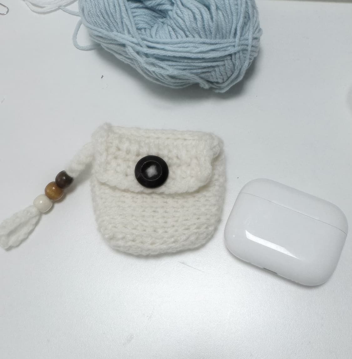 니트 뜨개 에어팟케이스 단추 상품이미지2