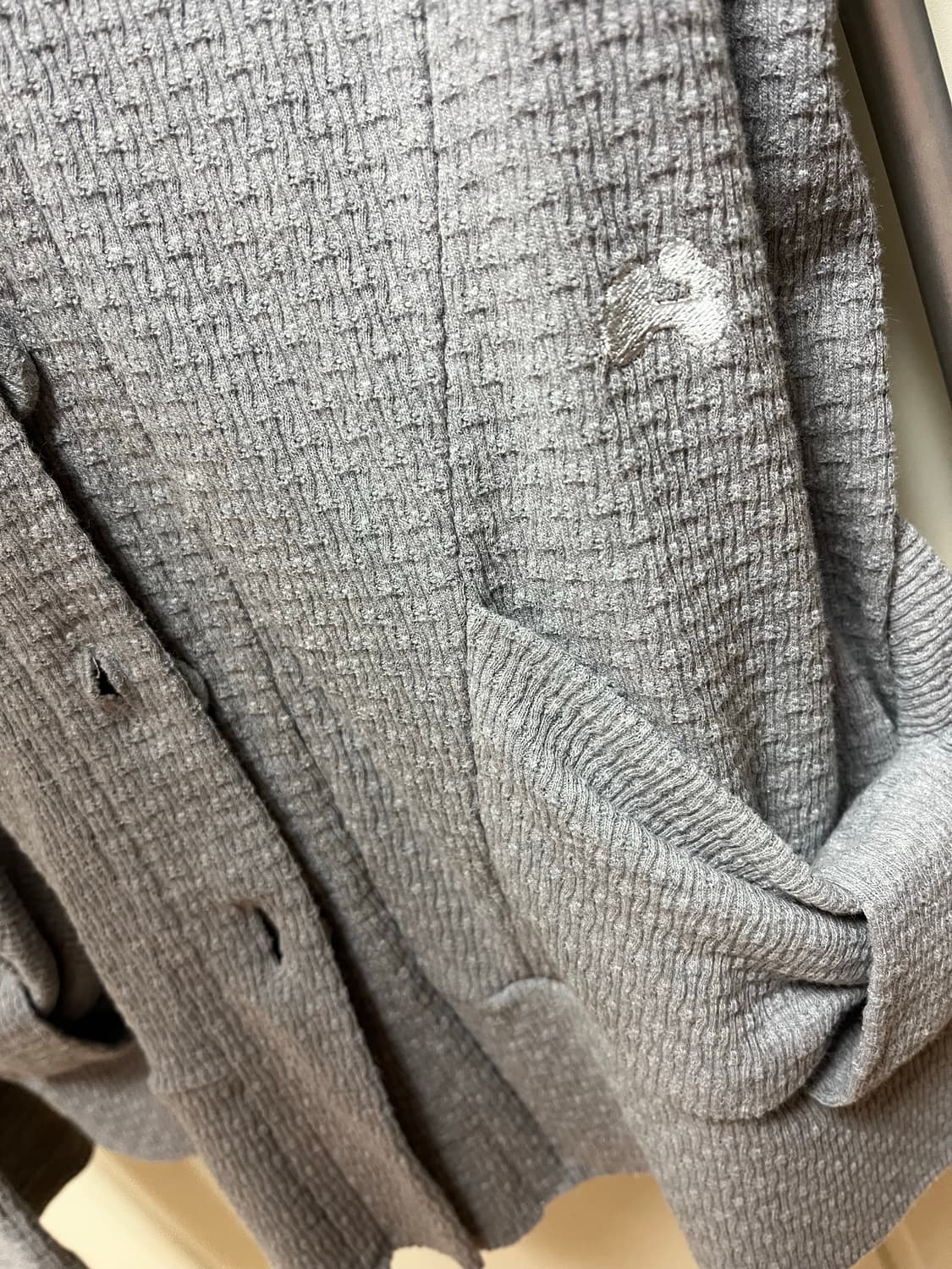 허그유어스킨 후드 리본 가디건 그레이 허유스 상품이미지5