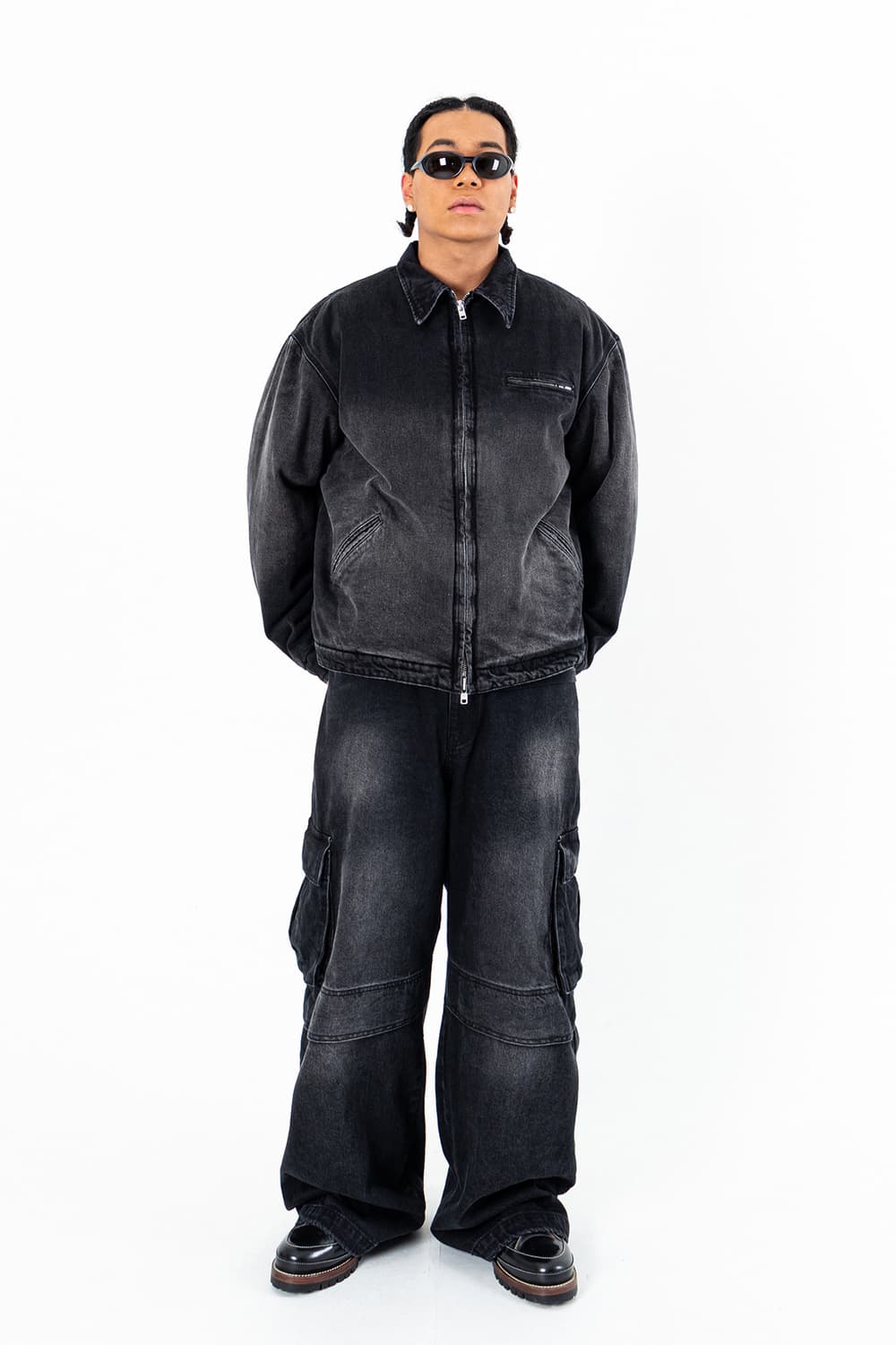 히든비하인드 데님 워크 자켓 블랙 L 상품이미지3