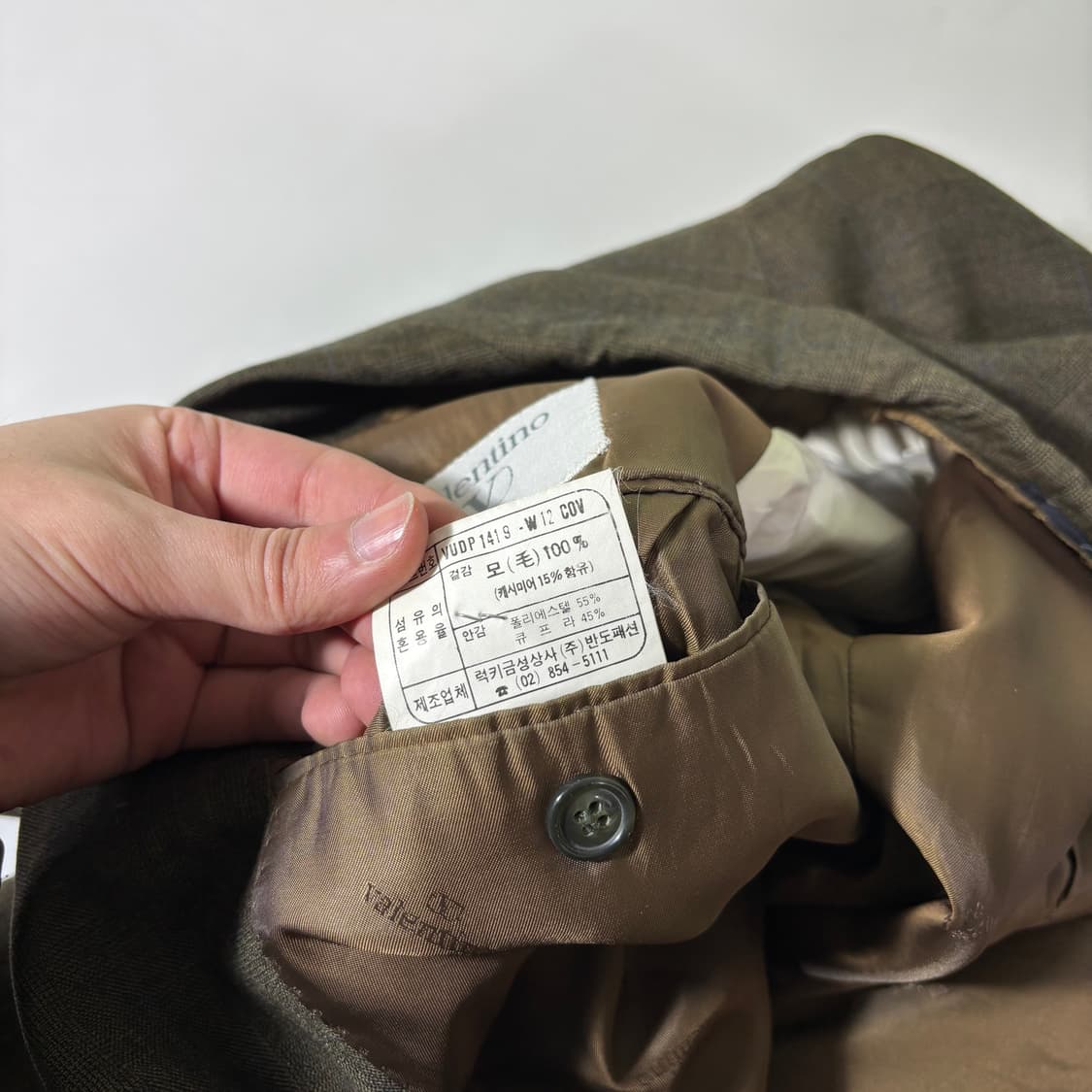 95 M 발렌티노 카키 2버튼 울100% 체크 싱글 블레이져 상품이미지5