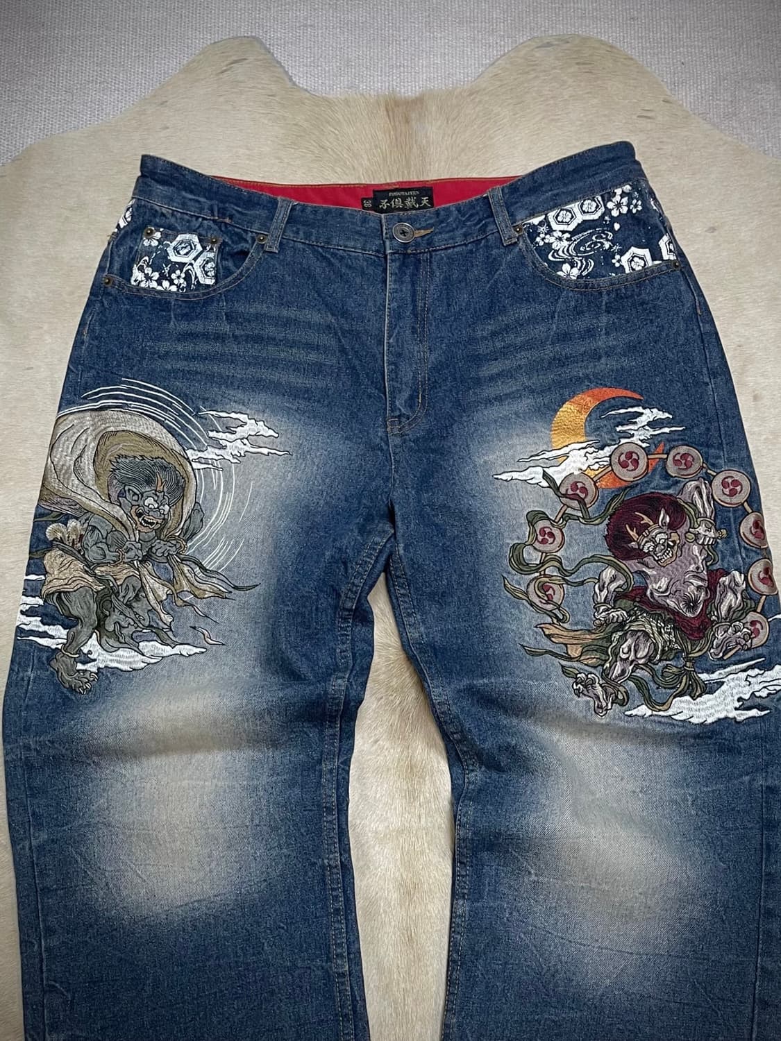 오리엔탈 풍신뇌신 자수데님와이드팬츠 (카라쿠리맛) 상품이미지2