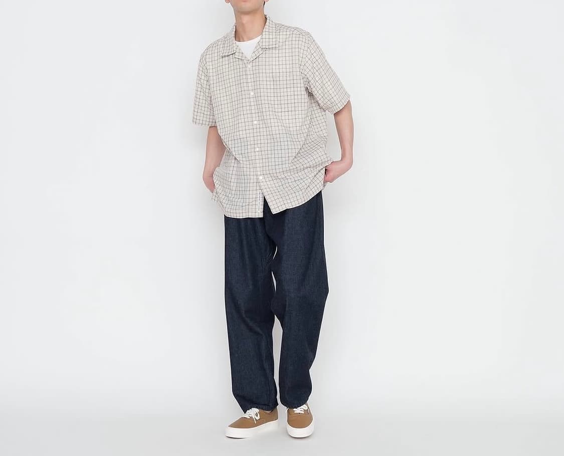 [M] 나나미카 오픈카라 파나마 플레이드 셔츠 새상품급 상품이미지2