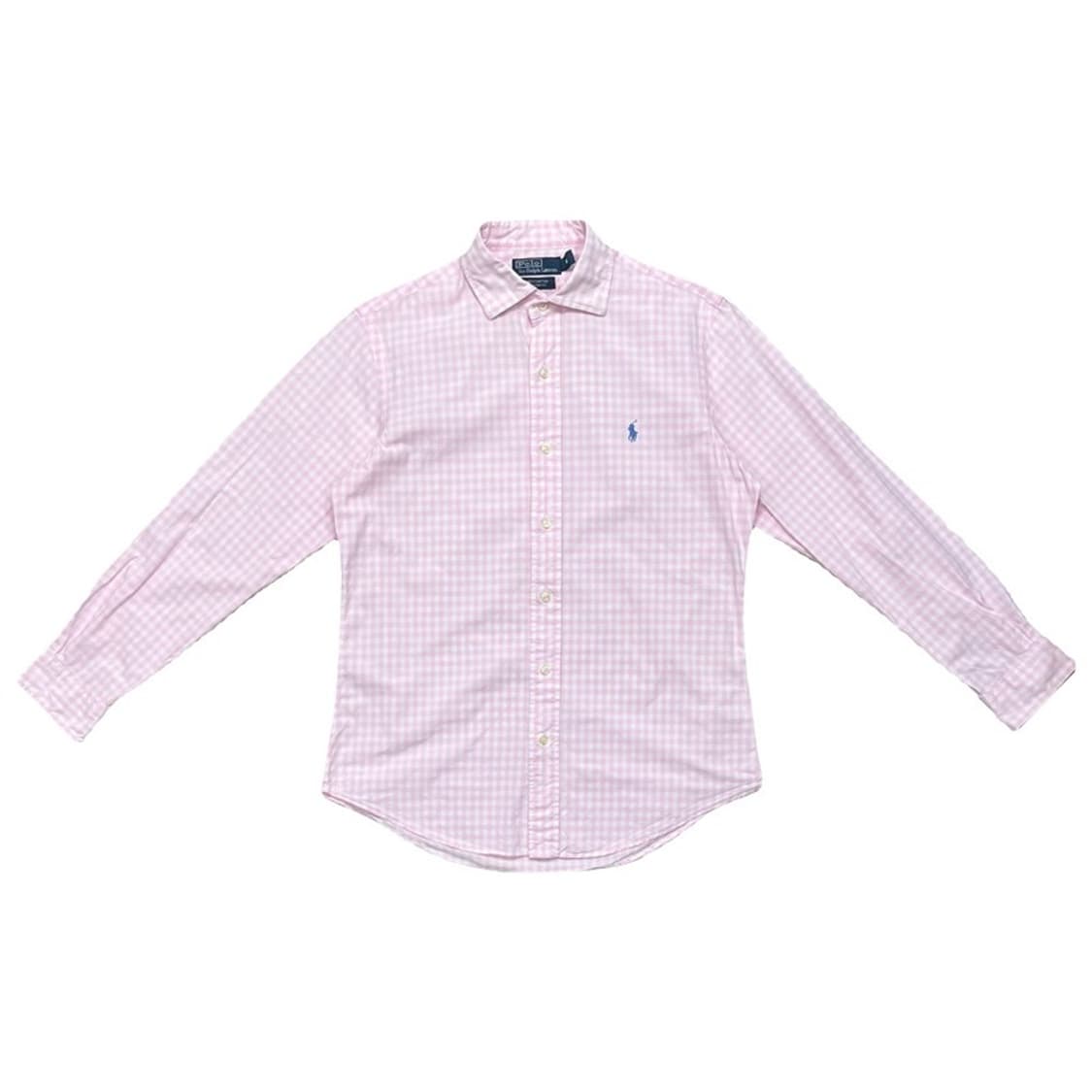 POLO RALPH LAUREN 와이드 카라 깅엄 셔츠 M 상품이미지1