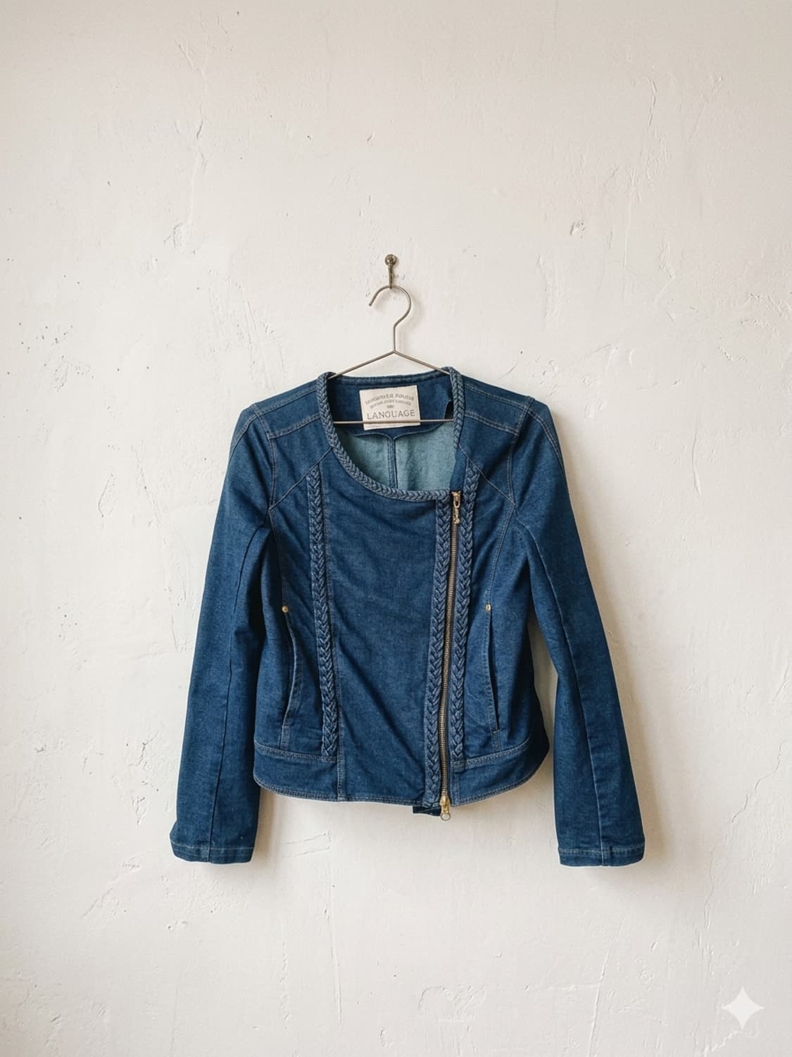 땋임 디테일 데님 라이더 자켓 상품이미지1